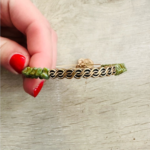 Alex and Ani Green and Gold Tone Beaded Bracelet - Picture 2 of 4